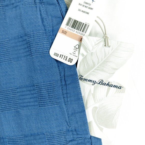 NWT $115 Tommy Bahama Blue Plaid 'Ikat or Not' Reversible 10" Shorts - Picture 3 of 11